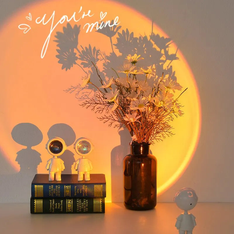 360° Rotating LED Sunset Astronaut Light