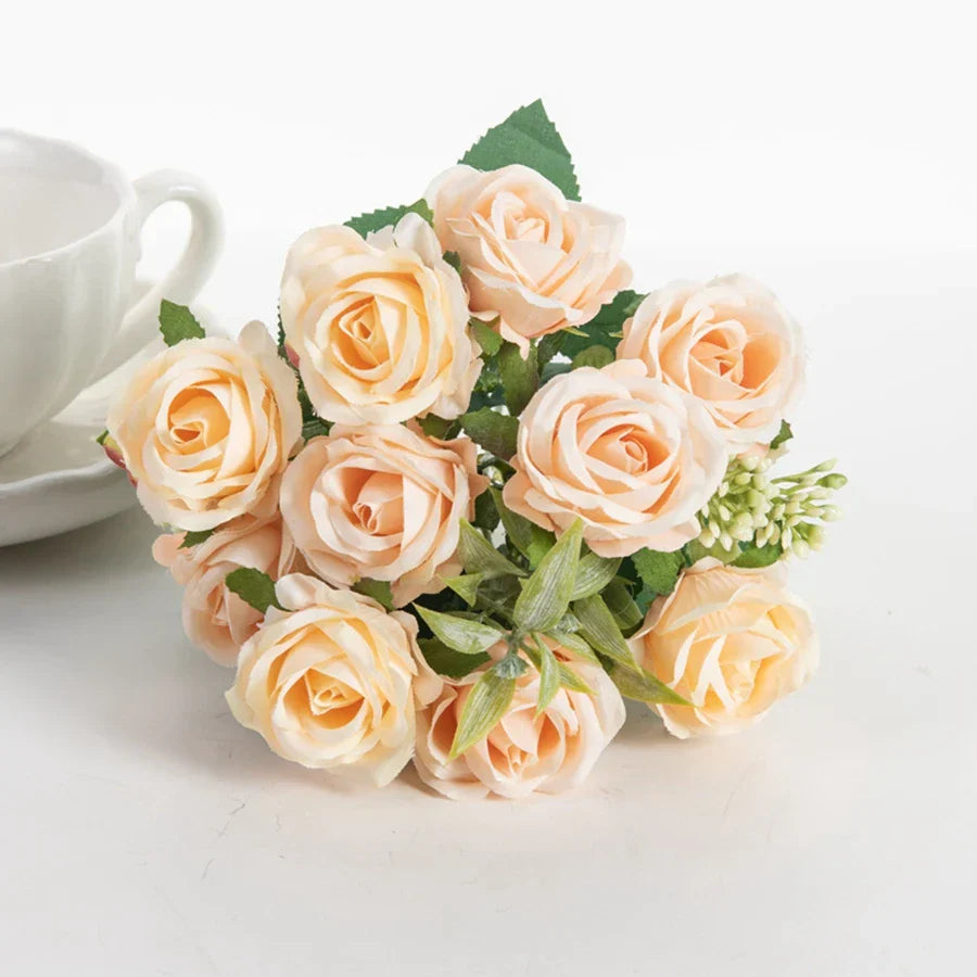 Silk White Rose Flower Bundle