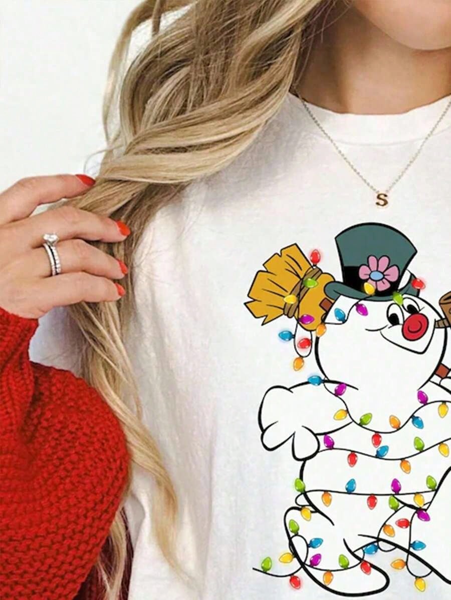 Women Frosty Snowman Christmas T-Shirt