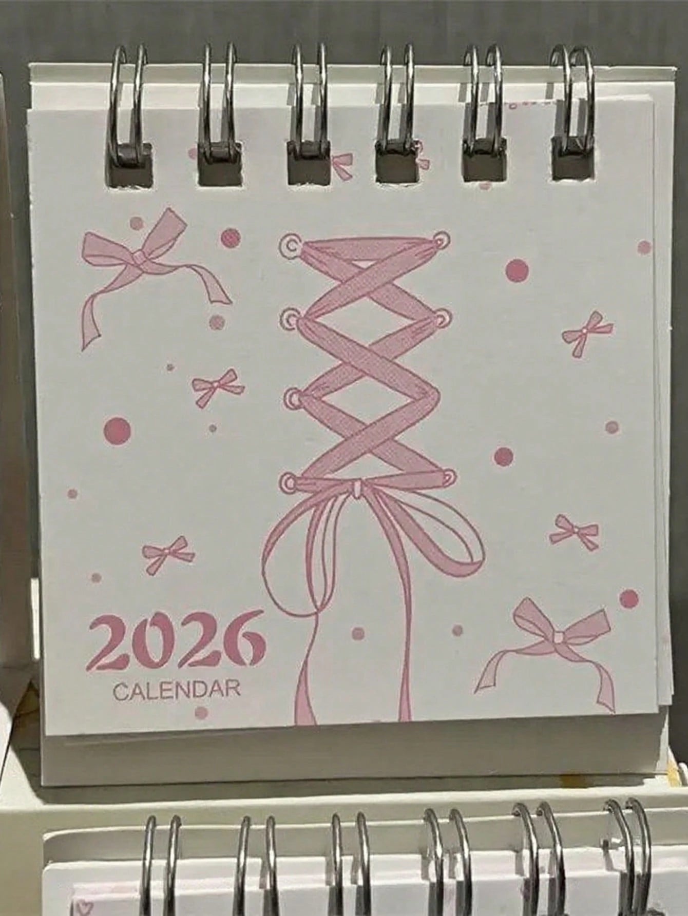 2026 Pink Bow Mini Desk Calendar