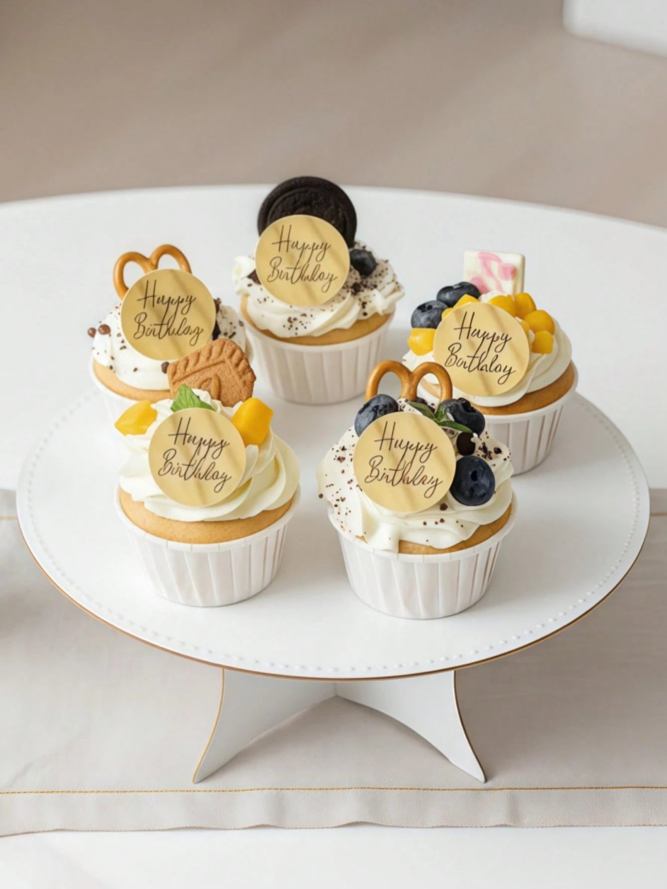 Modern Happy Birthday Cake Toppers