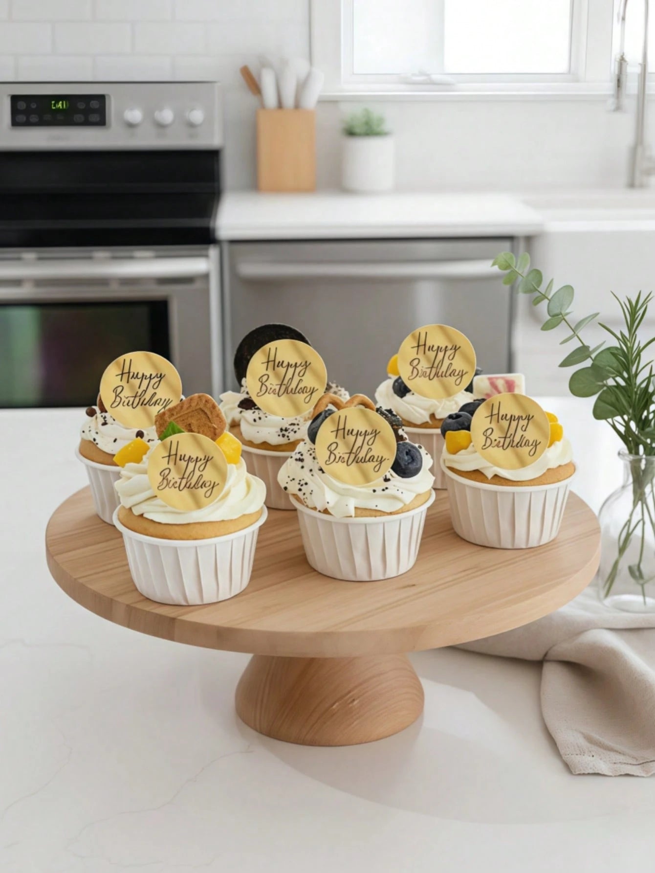 Modern Happy Birthday Cake Toppers