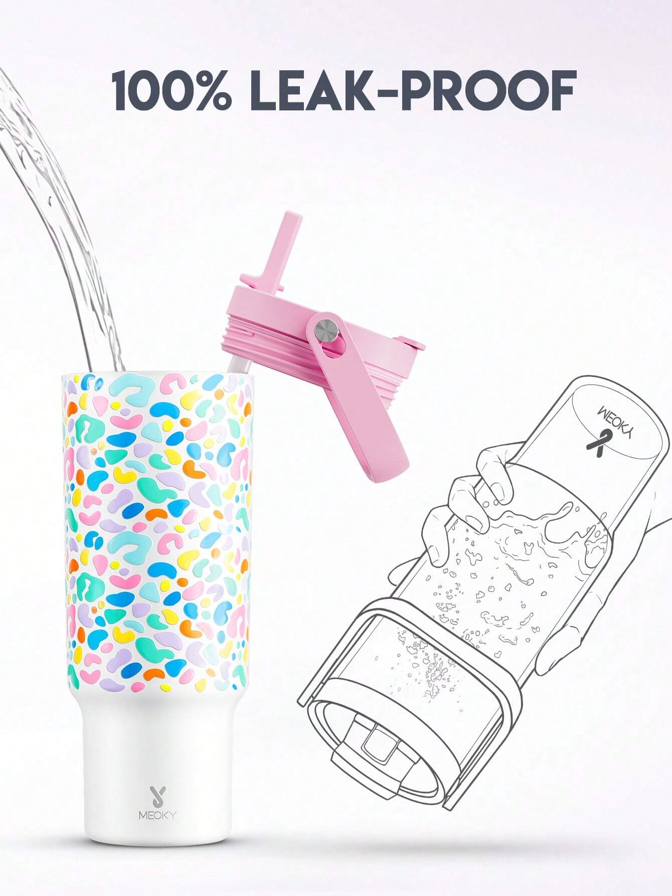 Meoky 40oz Insulated Handle Cup