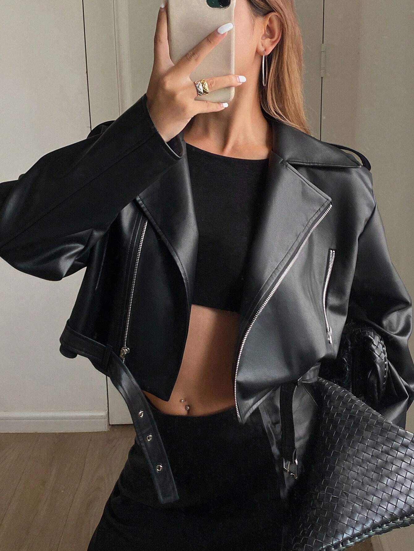 DAZY Women's Loose PU Leather Jacket