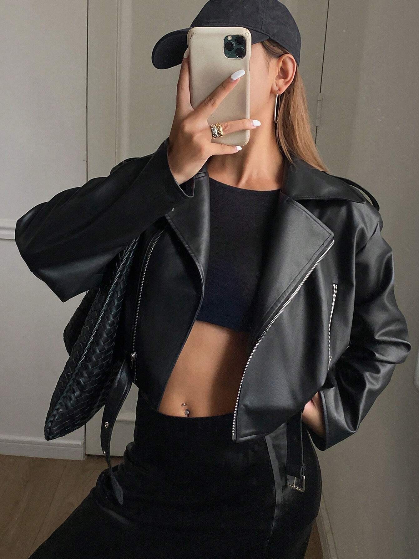 DAZY Women's Loose PU Leather Jacket