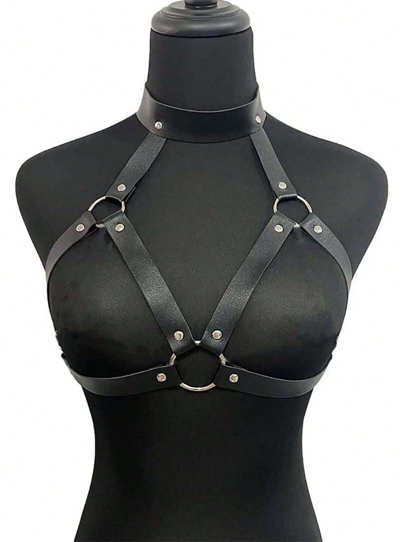 Leather Chest Harness Bra