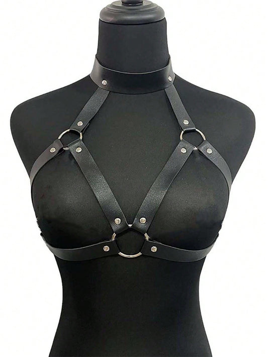 Leather Chest Harness Bra