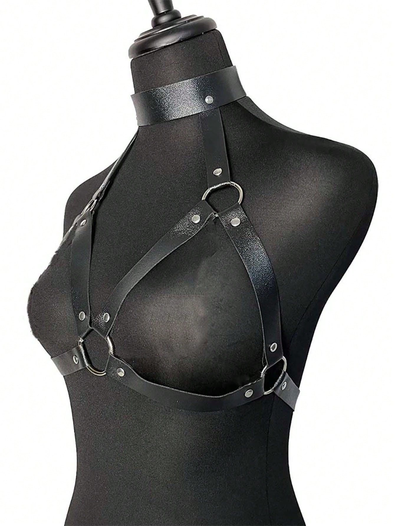 Leather Chest Harness Bra