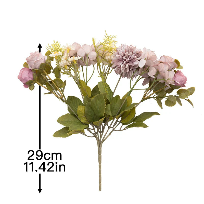 Silk Dandelion Daisy Rose Bouquet