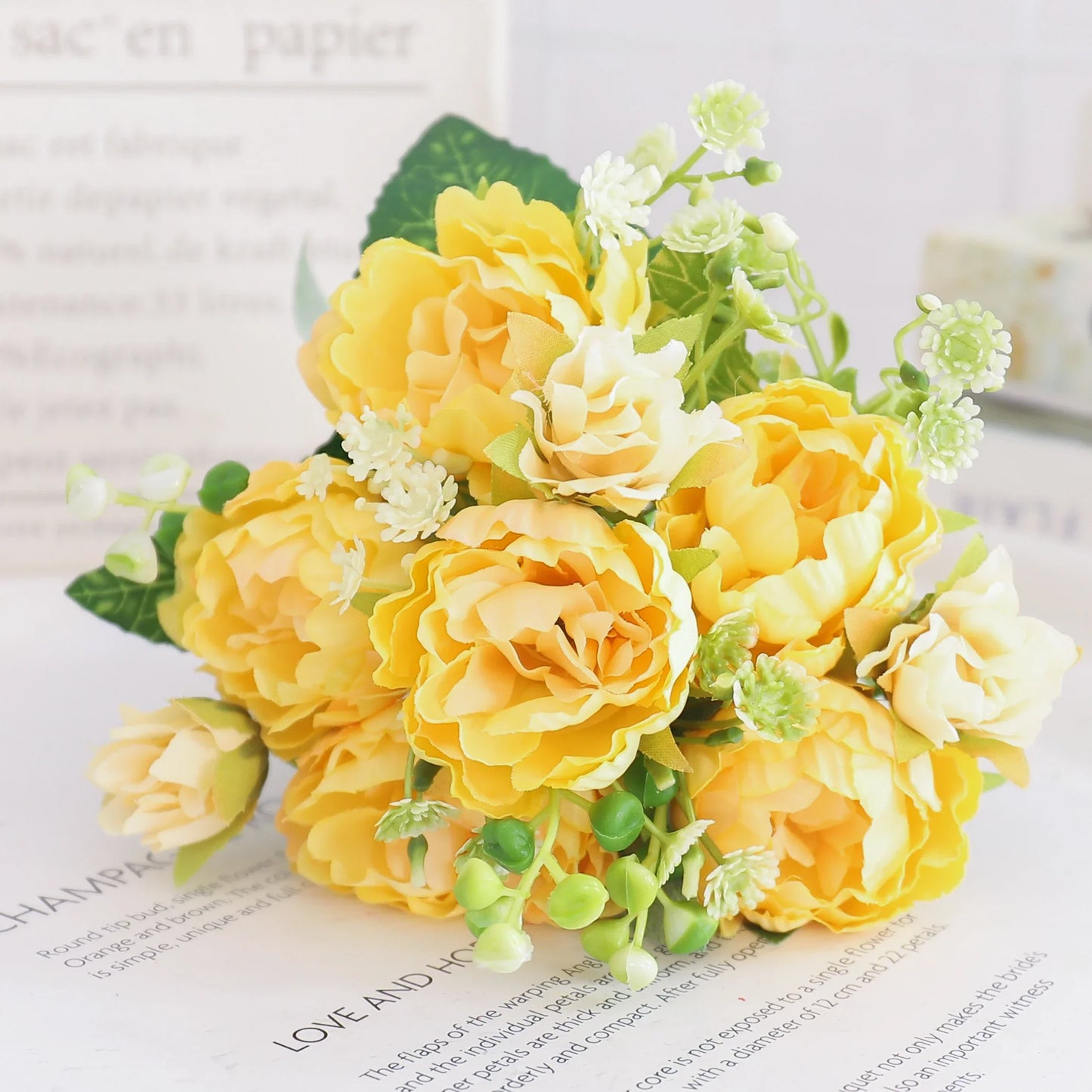 Artificial Flowers Silk Peony Hydrangea For Living Room Home Decoration Wedding Bride Bouquet Rose Fake Plants Table Accessories