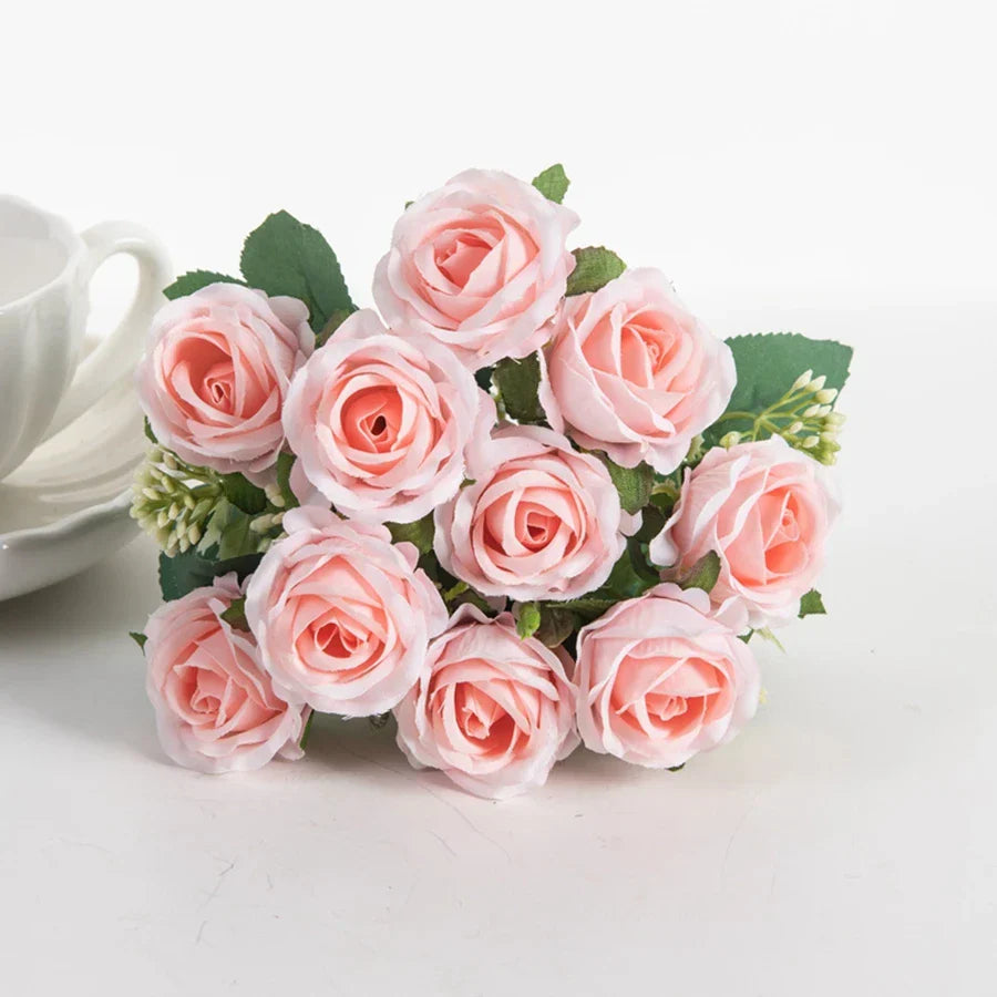 Silk White Rose Flower Bundle