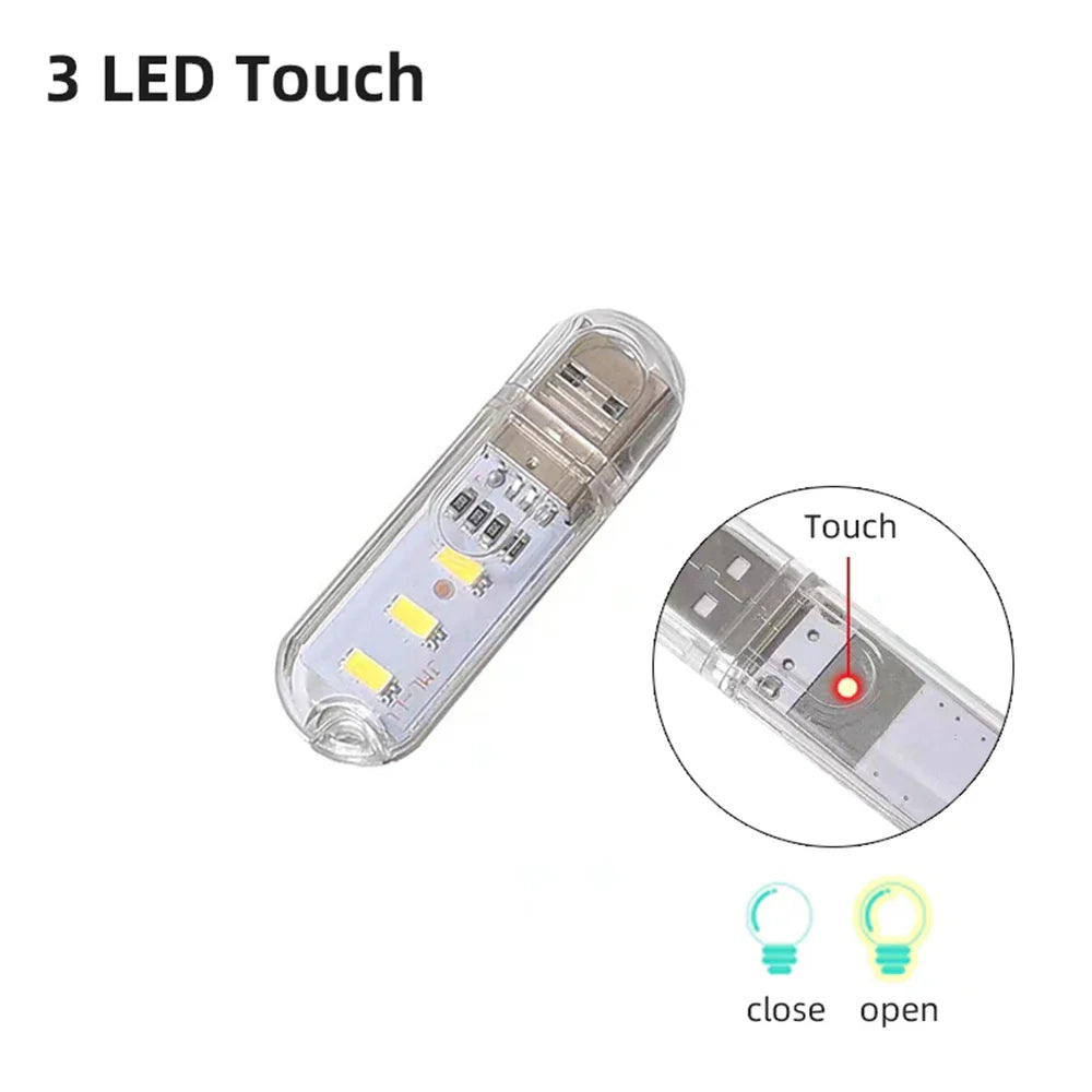 Mini Portable USB LED Light Touch Sensor Lights Dimmable Adjustable Bright Table Desk Lamp For Power Bank PC Laptop Notebook
