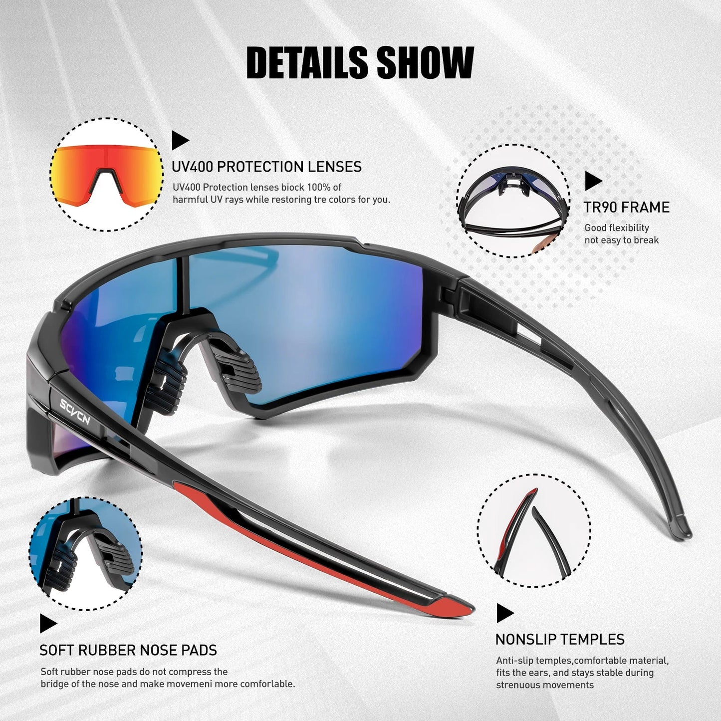 SCVCN UV400 Sports Sunglasses