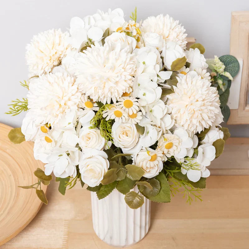 Silk Dandelion Daisy Rose Bouquet