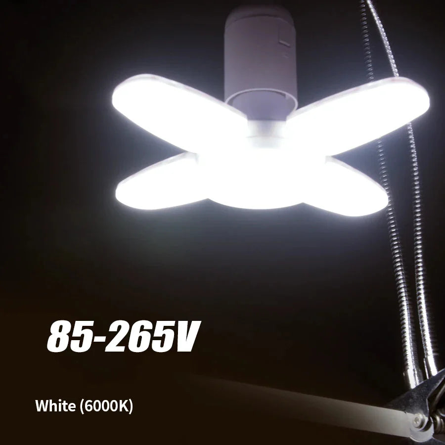 E27 Foldable Fan Shape LED Bulb Lamp  220V 110V 40 LEDs Light Bulbs For Home Ceiling Lamp Warehouse Garage  White Light 6500