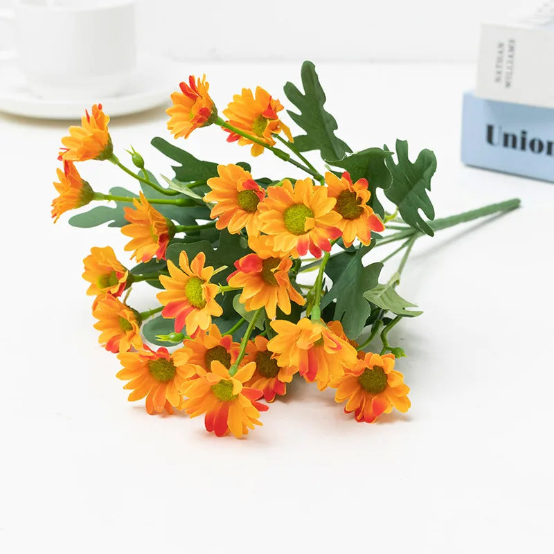 21 Heads Of Sunflowers Small Daisies Bouquets Of Chamomile Wedding Decoration Materials Home Decoration DIY Artificial Flowers C