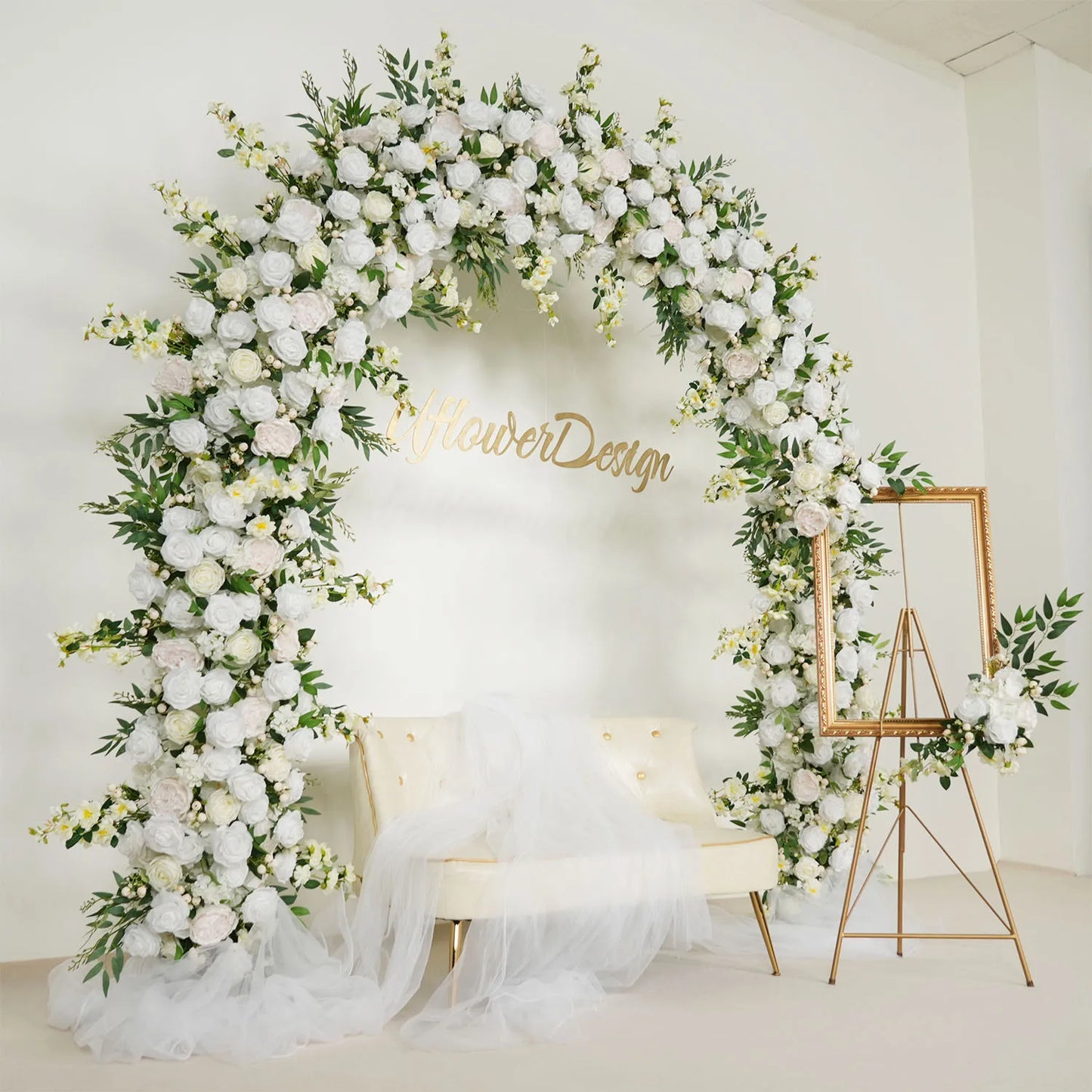 White Rose Wedding Arch Decor