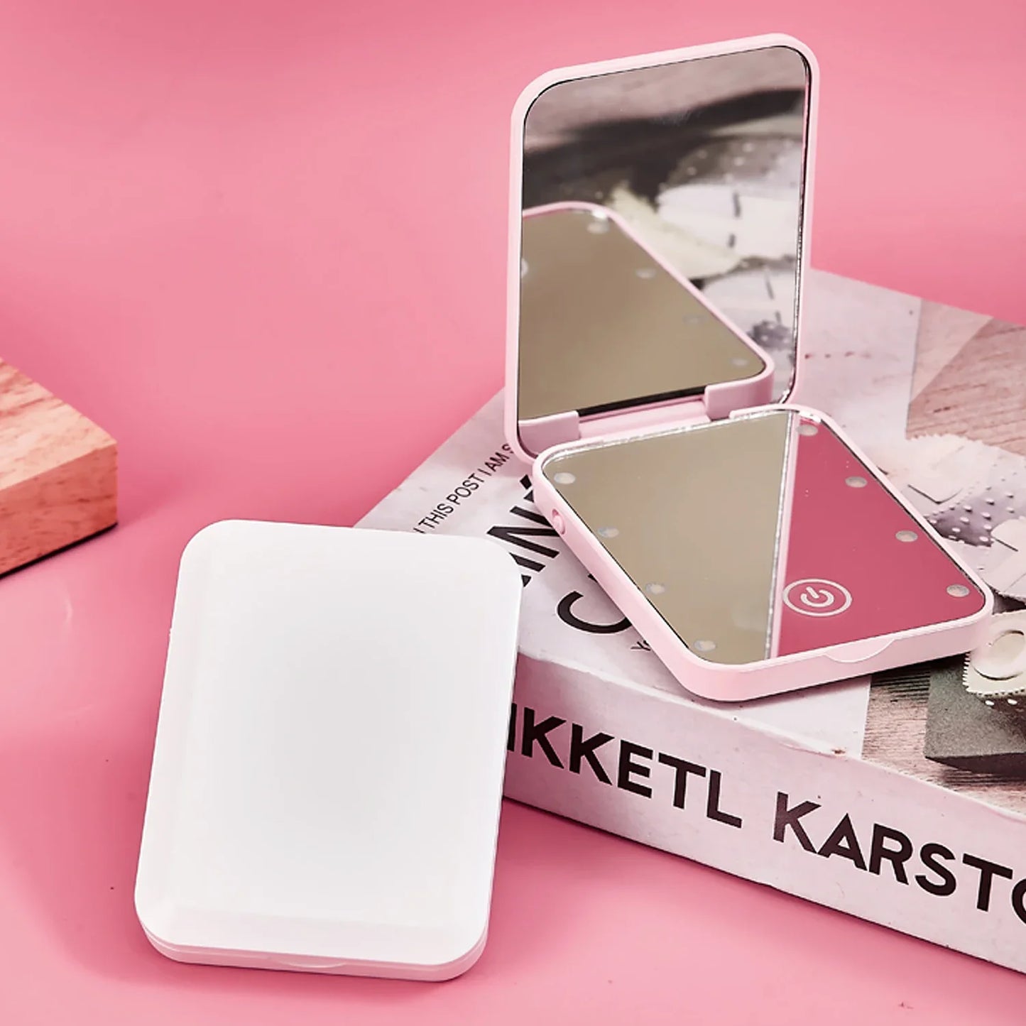 Compact Folding LED Makeup Mirror