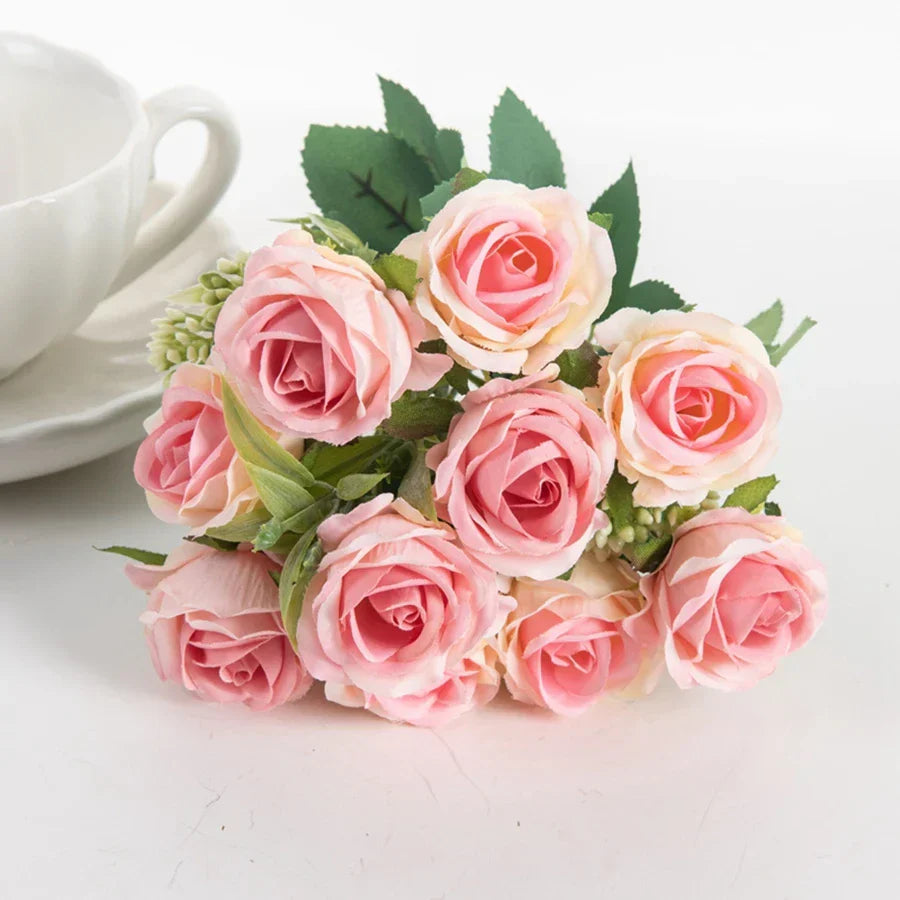 Silk White Rose Flower Bundle