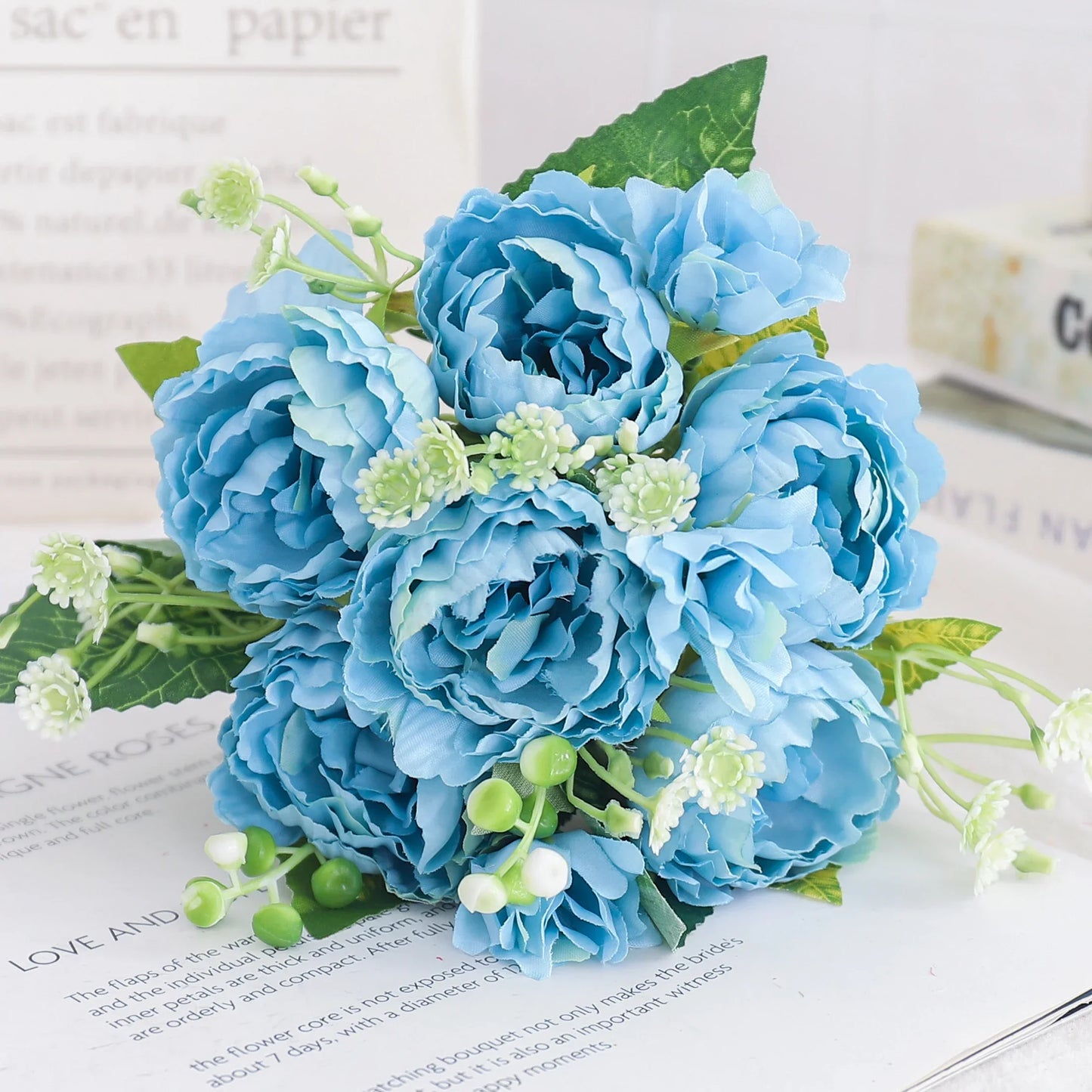 Artificial Flowers Silk Peony Hydrangea For Living Room Home Decoration Wedding Bride Bouquet Rose Fake Plants Table Accessories
