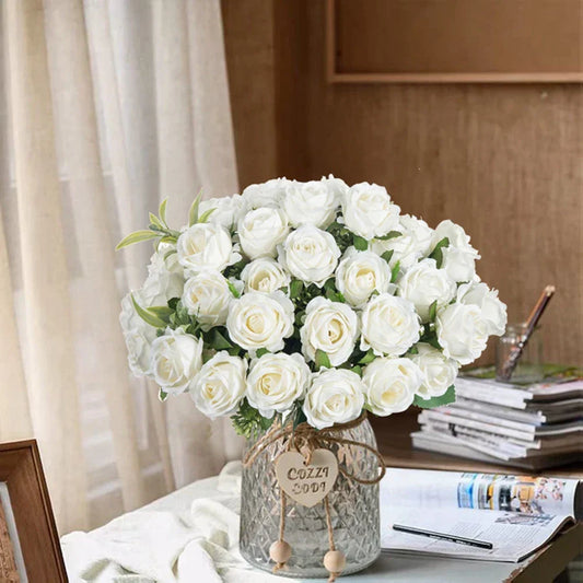 Silk White Rose Flower Bundle