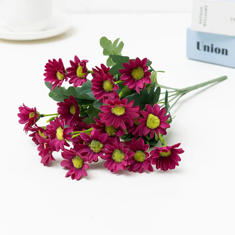 21 Heads Of Sunflowers Small Daisies Bouquets Of Chamomile Wedding Decoration Materials Home Decoration DIY Artificial Flowers C