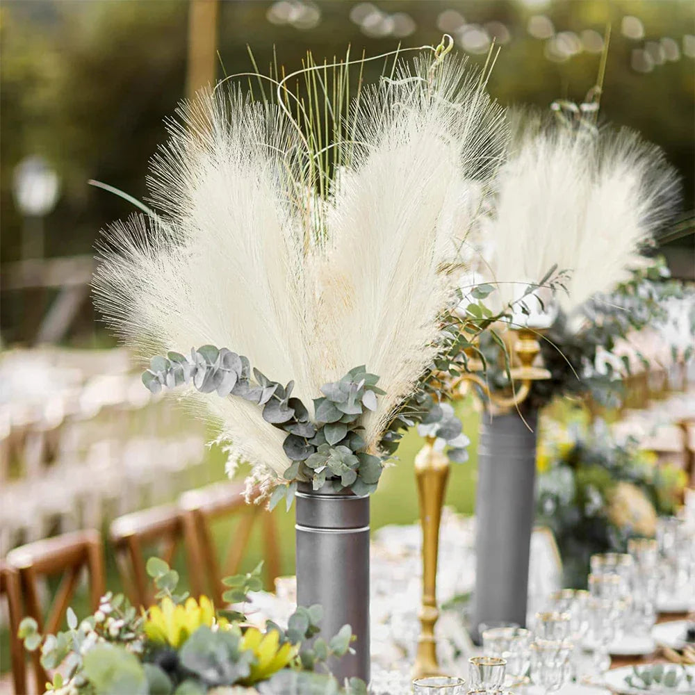 10Pcs Artificial Flowers Fluffy Pampas Grass Decor Fake Plant Reed Flower for Wedding Boho Bouquet Office Hotel Vase Decoration
