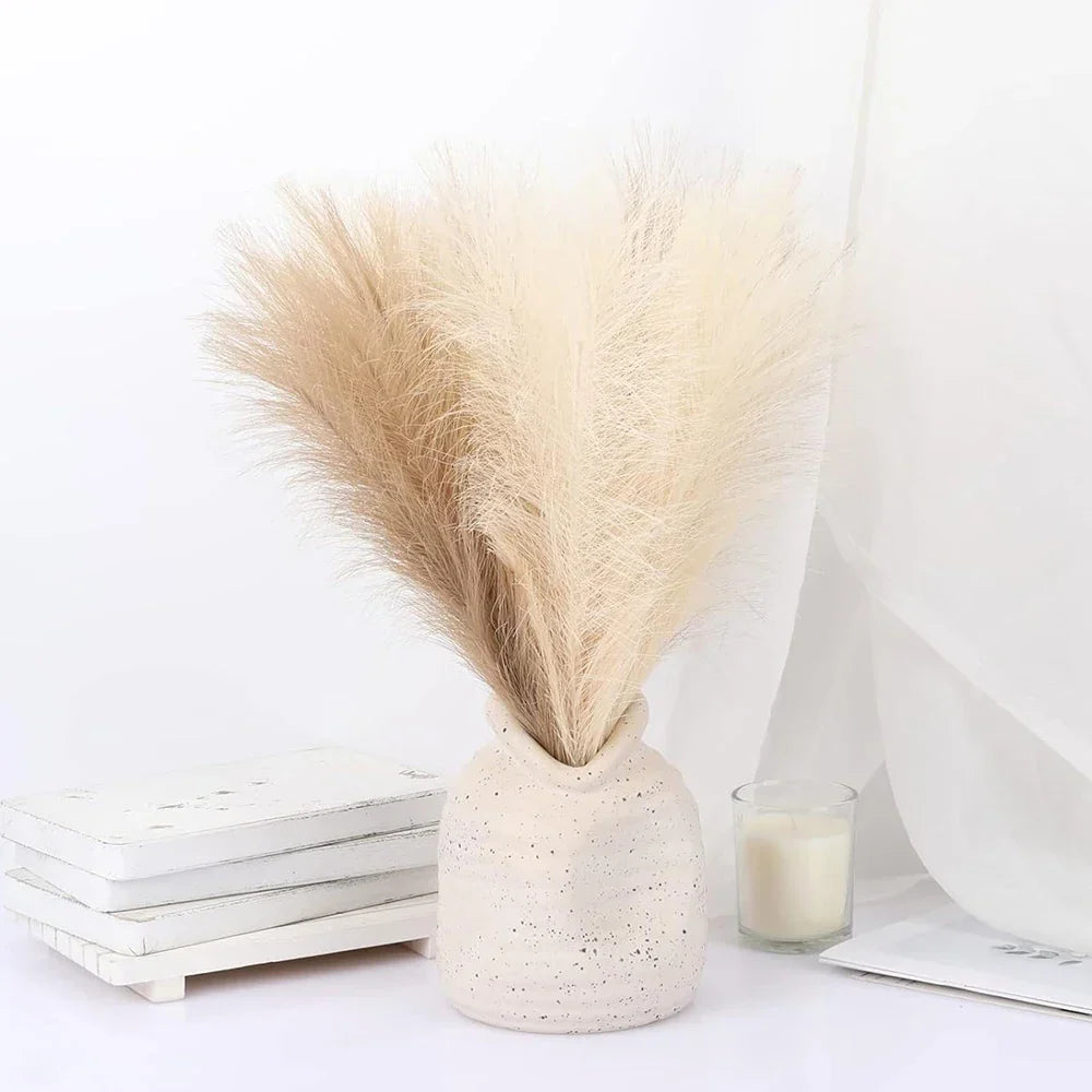 10Pcs Artificial Flowers Fluffy Pampas Grass Decor Fake Plant Reed Flower for Wedding Boho Bouquet Office Hotel Vase Decoration