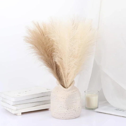 10Pcs Artificial Flowers Fluffy Pampas Grass Decor Fake Plant Reed Flower for Wedding Boho Bouquet Office Hotel Vase Decoration