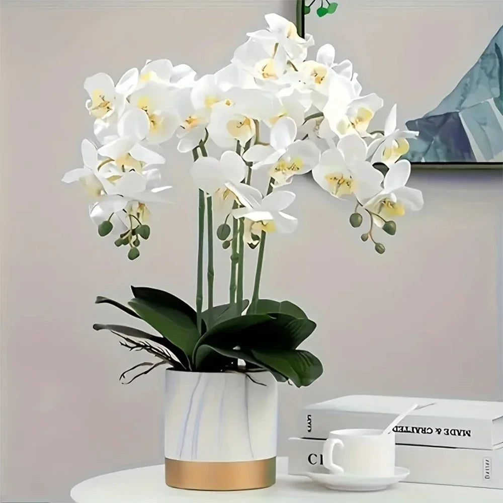 Faux Orchid Flower Branch Decor