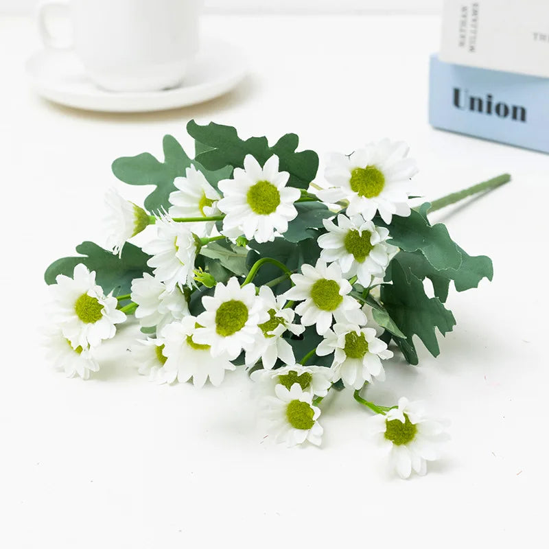 21 Heads Of Sunflowers Small Daisies Bouquets Of Chamomile Wedding Decoration Materials Home Decoration DIY Artificial Flowers C