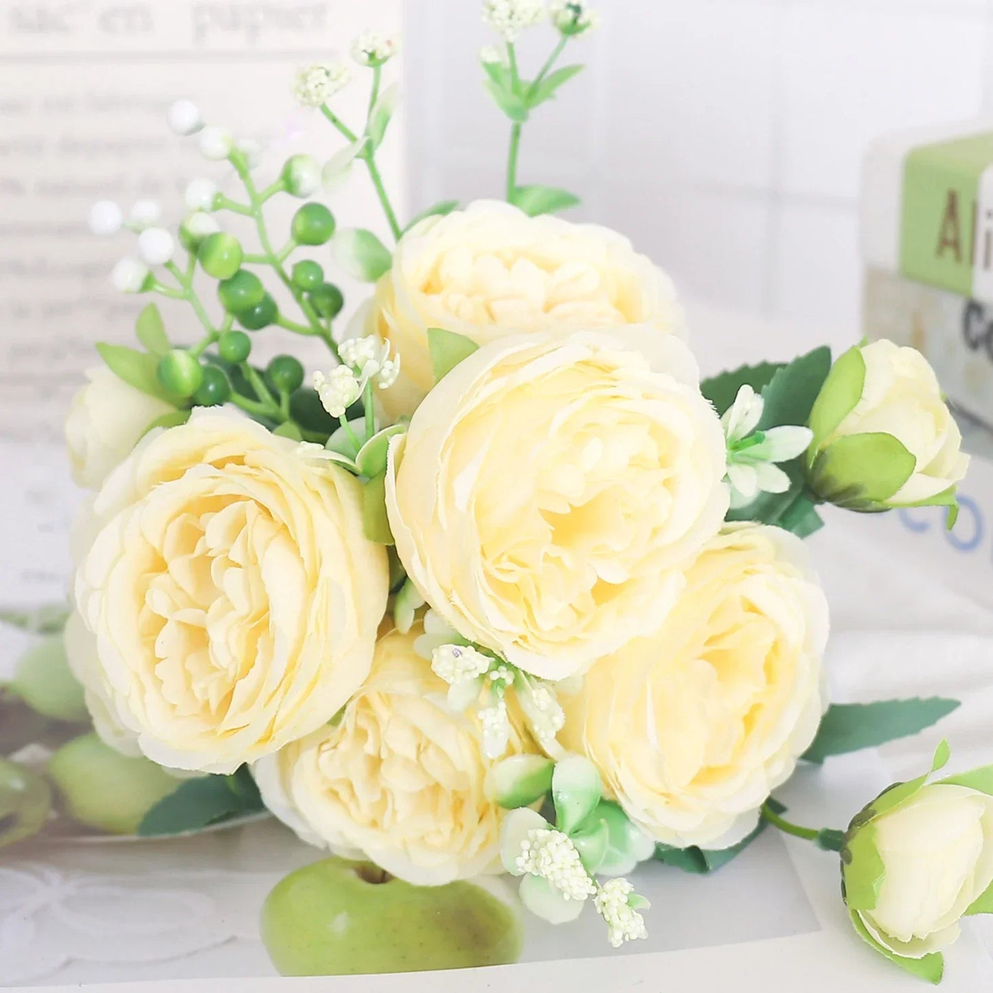 Artificial Flowers Silk Peony Hydrangea For Living Room Home Decoration Wedding Bride Bouquet Rose Fake Plants Table Accessories