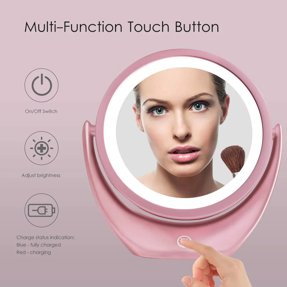 Rechargeable Double-Sided Makeup Mirror