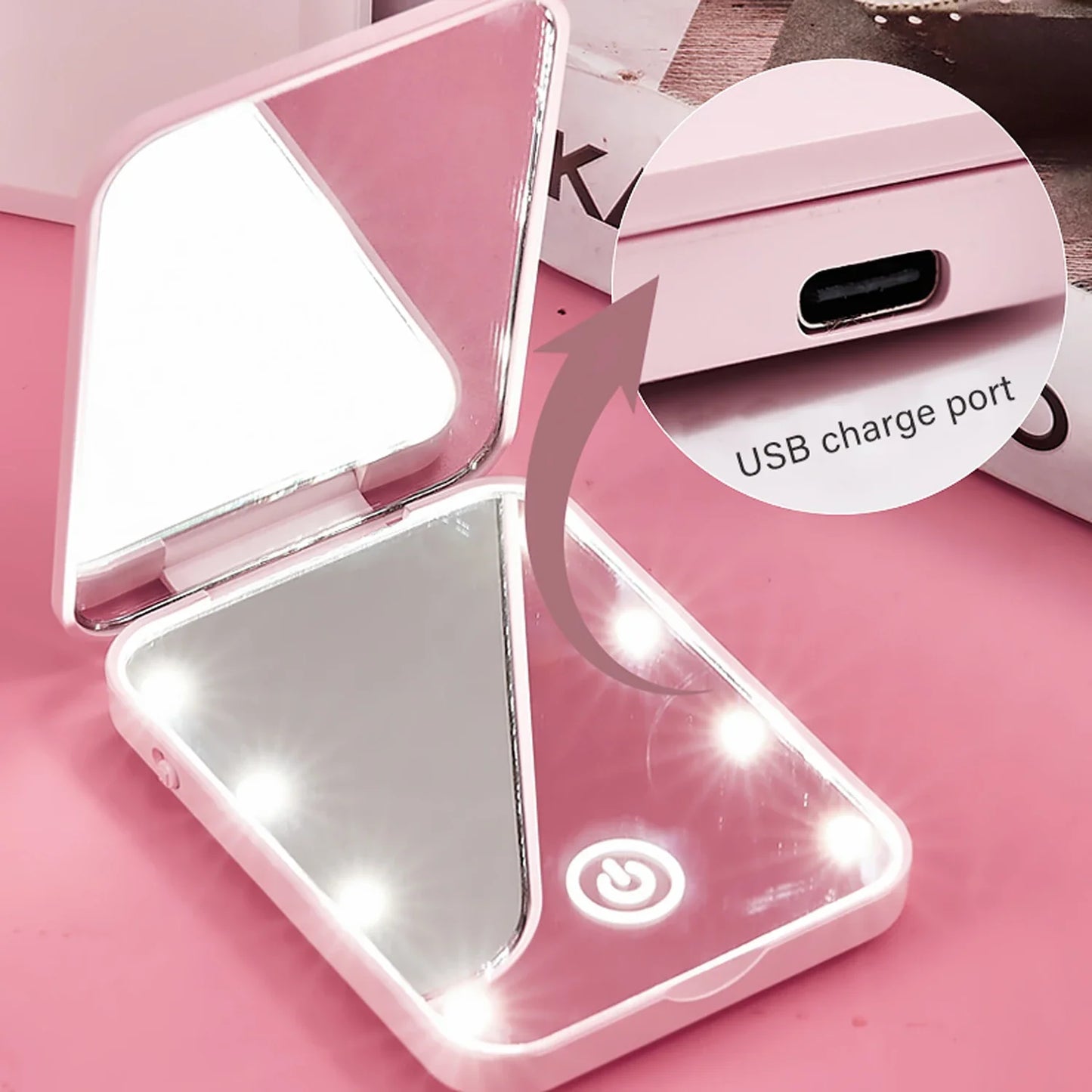 Compact Folding LED Makeup Mirror