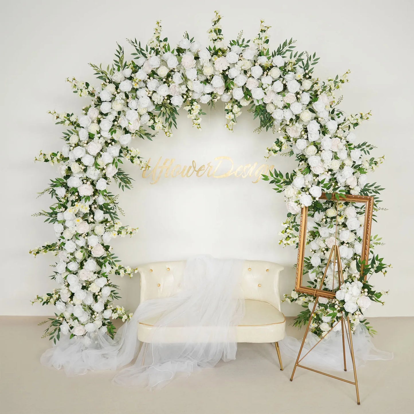 White Rose Wedding Arch Decor