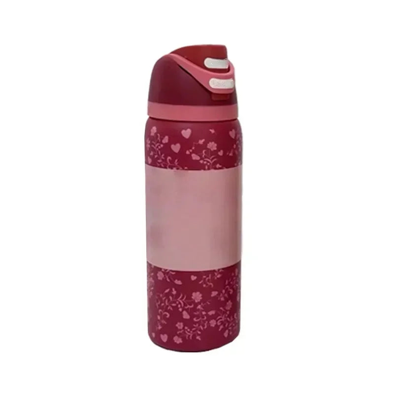Owala BPA-Free insulated Straw Water Bottle - Flower Black