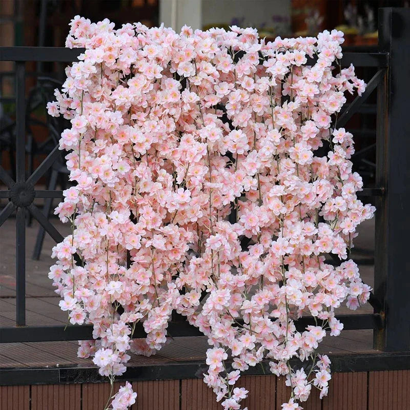 Artificial Silk Cherry Blossom Vine For Christmas Sakura Home Wedding Decoration Fake Floral Arch Garden Living Room DIY Arrange