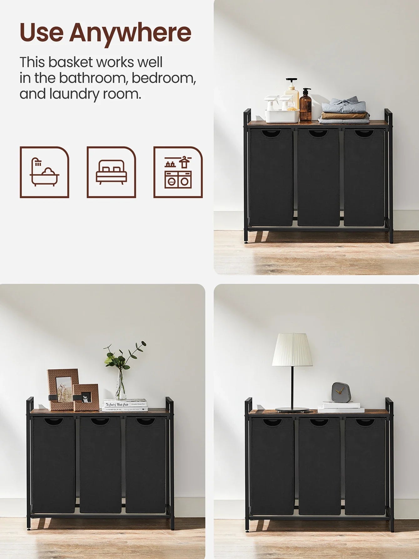 VASAGLE 3-Bag Laundry Sorter