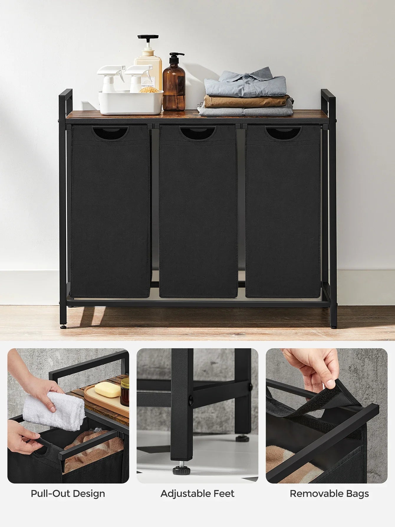 VASAGLE 3-Bag Laundry Sorter