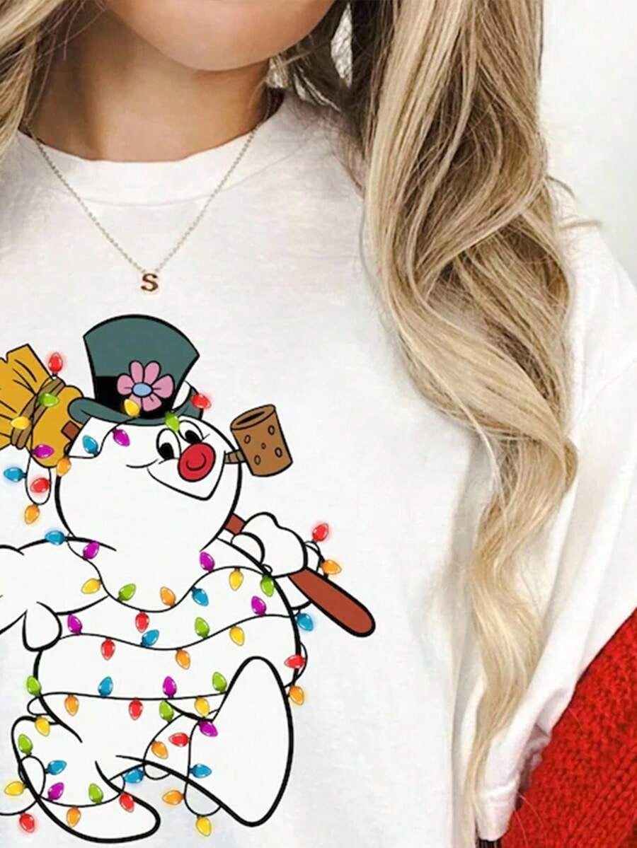 Women Frosty Snowman Christmas T-Shirt