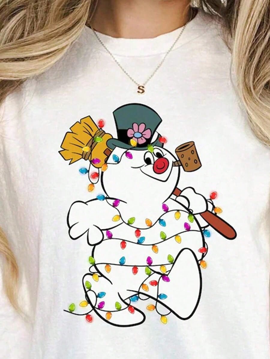 Women Frosty Snowman Christmas T-Shirt