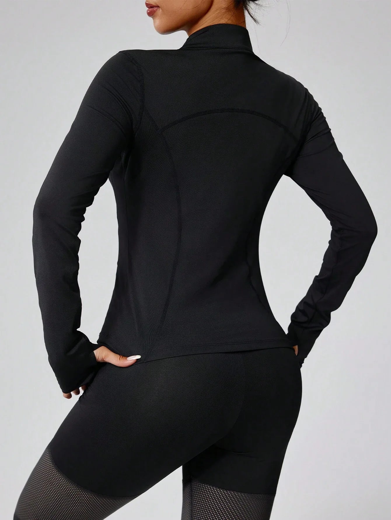 Women's Solid Zip Athletic Jacket