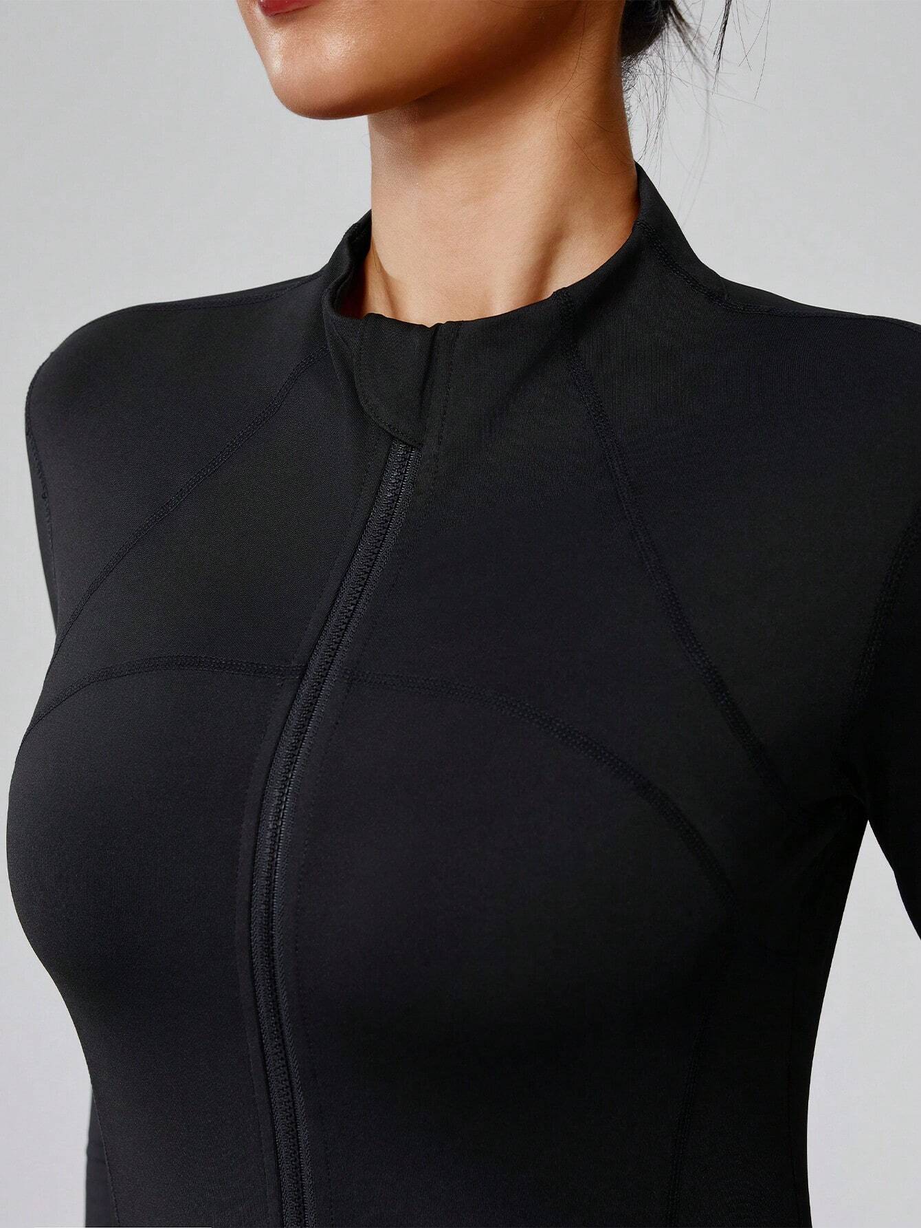 Women's Solid Zip Athletic Jacket