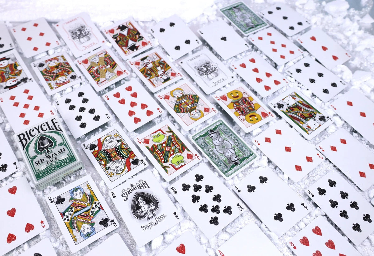 Gilded Snowman Bicycle Playing Cards